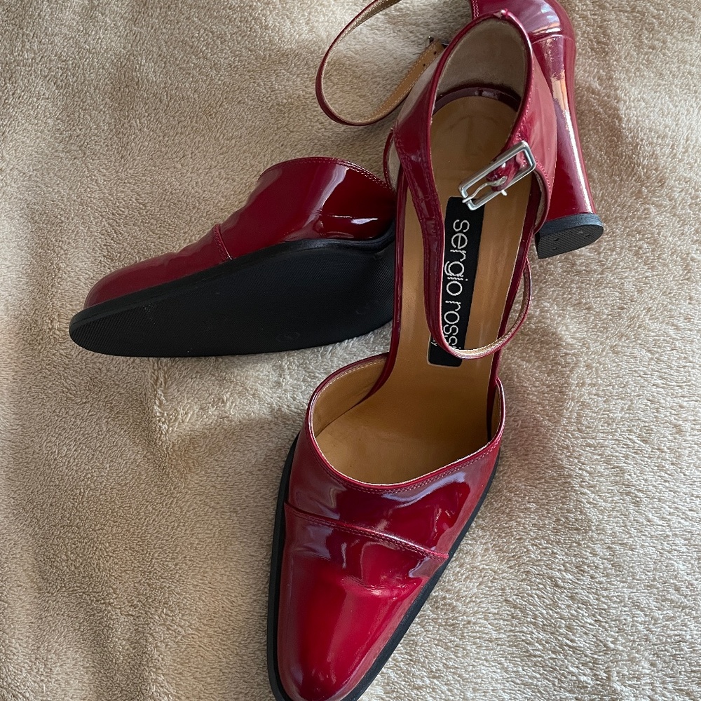 Candy Apple Red Patent Leather Sergio Rossi High Heel Shoes. Sz 39